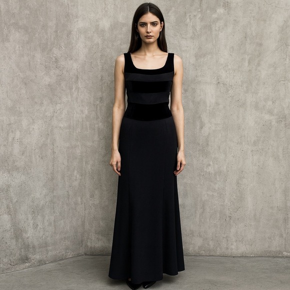 Jones New York Dresses & Skirts - Jones New York Evening Black Velvet Stripe Formal Gown Dress Size 6 Long Elegant